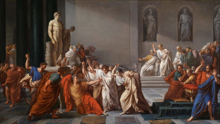 Ilustrasi pengkhianatan Brutus terhadap Julius Caesar pada Ides of March